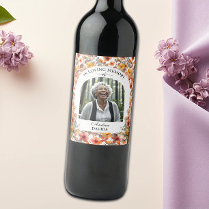 Etiqueta Para Botella De Vino Celebración De La Vida Foto Funeral Floral Colorid