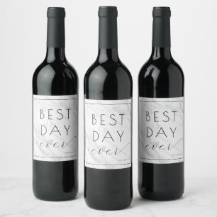 Etiqueta Para Botella De Vino Celebración de Mármol Gris Elegante