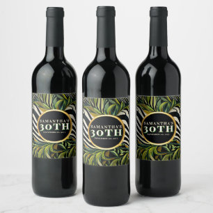 Etiqueta Para Botella De Vino Celebración del 30 Aniversario de Tropical Zebra S