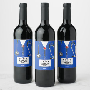 Etiqueta Para Botella De Vino Celebración del médico