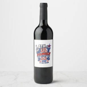 Etiqueta Para Botella De Vino Celebración Familiar del 4 de Julio 2026 250 Años
