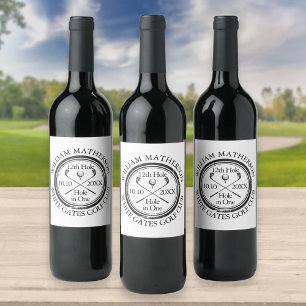 Etiqueta Para Botella De Vino Celebración Personalizada de Hoyo en Uno de Golf