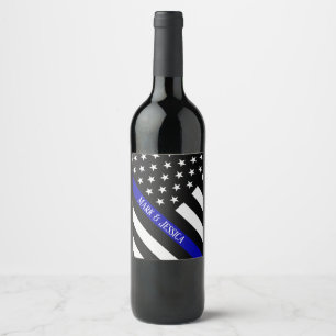 Etiqueta Para Botella De Vino Celebración personalizada de la línea azul delga