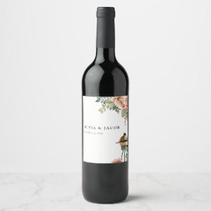 Etiqueta Para Botella De Vino Celebremos con la ducha de las parejas de barbacoa