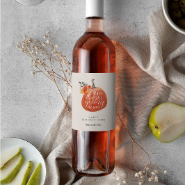 Etiqueta Para Botella De Vino Cena de Acción de Gracias con Acuarela de Calabaza