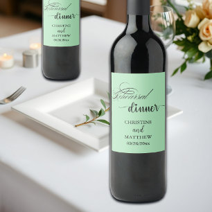 Etiqueta Para Botella De Vino Cena de ensayo azul claro con caligrafía elegante