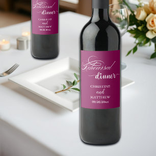 Etiqueta Para Botella De Vino Cena de Ensayo de Caligrafía Elegante Vino