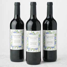 Etiqueta Para Botella De Vino Cena de ensayo de Hortensia Azul
