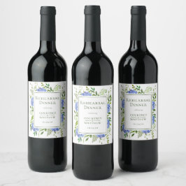 Etiqueta Para Botella De Vino Cena de ensayo de Hortensia Azul