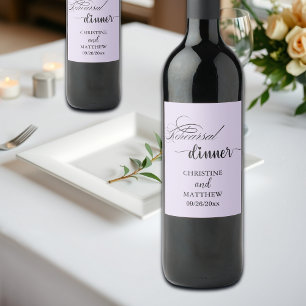 Etiqueta Para Botella De Vino Cena de ensayo de lujosa caligrafía lila claro