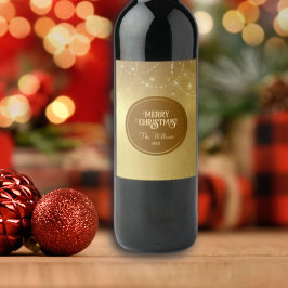 Etiqueta Para Botella De Vino Cepas de oro Copos de nieve metal de oro