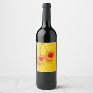 Etiqueta Para Botella De Vino Cereza amarilla