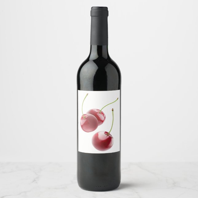 Etiqueta Para Botella De Vino Cerezas (Anverso)