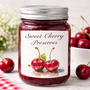Etiqueta Para Botella De Vino Cerezas Sweetheart en Acuarela, personalizado