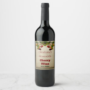 Etiqueta Para Botella De Vino Cerezo casero personalizado de estilo vintage