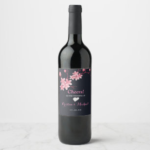 Etiqueta Para Botella De Vino Cerezo en flor El Vino Boda