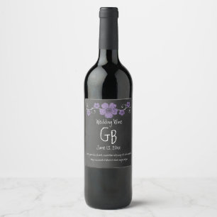 Etiqueta Para Botella De Vino Chalkboard de Rosas salvajes morados