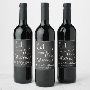 Etiqueta Para Botella De Vino Chalkboard Forever y Always Wine Labs