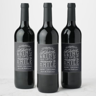 Etiqueta Para Botella De Vino Chalkboard Lettering Navidades personalizados rega