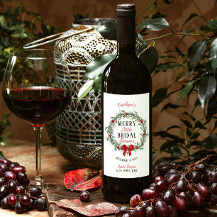 Etiqueta Para Botella De Vino Champán Nupcial de una Pequeña Navidad Alegre