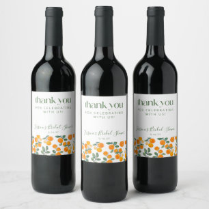 Etiqueta Para Botella De Vino Champán Nupcial Personalizado de Citar Orange Acua
