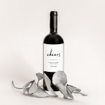 Etiqueta Para Botella De Vino Cheers | Black and White Modern Minimalist<br><div class="desc">This ultra modern,  minimalist wine label says "cheers" in handwritten black script on the front,  along with your names and any other text for a simple and stylish look.</div>