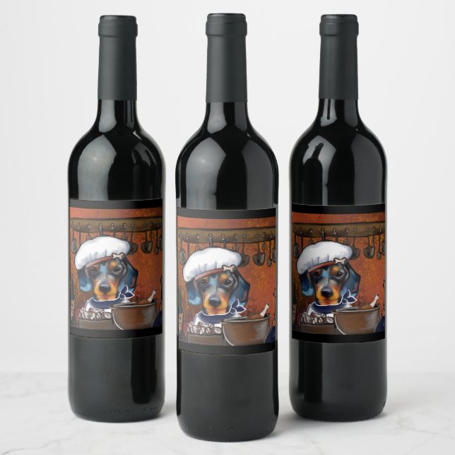 Etiqueta Para Botella De Vino Chefs Dachshund (Botellas)