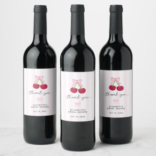Etiqueta Para Botella De Vino Cherry On Top Despedida de Soltera Coquette Lazos 