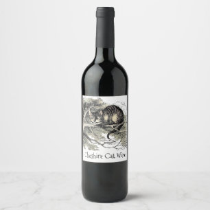 Etiqueta Para Botella De Vino Cheshire Cat Alice Wonderland Classic