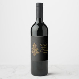 Etiqueta Para Botella De Vino Chic Holiday Leopard Tree Design