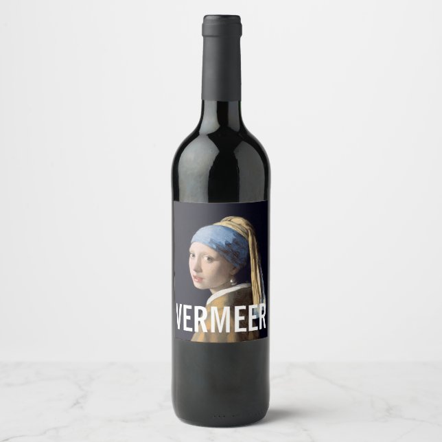 Etiqueta Para Botella De Vino Chica con Pearl Earring Vermeer (Anverso)