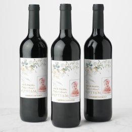 Etiqueta Para Botella De Vino Chica de energía verde de aire floral blanca foto 
