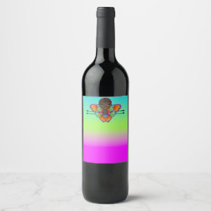 Etiqueta Para Botella De Vino chica de mariposa Tarjeta de agradecimiento plana