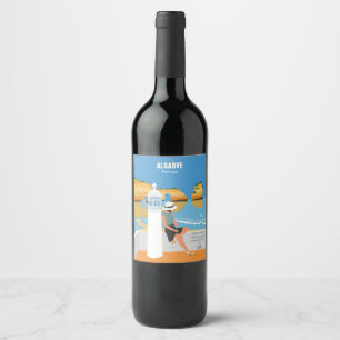 Etiqueta Para Botella De Vino Chica de playa de Algarve estilo vintage