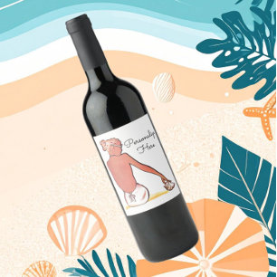 Etiqueta Para Botella De Vino Chica de playa vintage con elegante verano de conc
