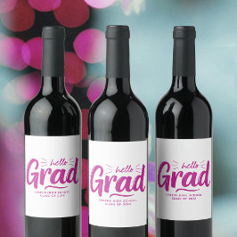 Etiqueta Para Botella De Vino Chica Genial Rosa Caliente Graduación Letra Script