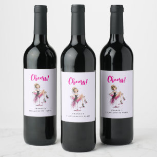 Etiqueta Para Botella De Vino Chica Linda y Coqueta en una Copa de Martini Despe