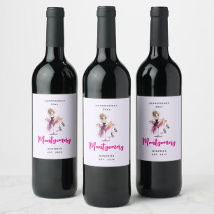 Etiqueta Para Botella De Vino Chica Linda y Coqueta en una Copa de Martini Elabo
