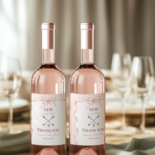 Etiqueta Para Botella De Vino Chica Rosa País Nueva en el Club Golf Baby Shower