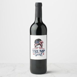 Etiqueta Para Botella De Vino Chica Trump Moño Desordenado Trump 2024 Elección A