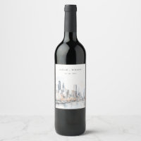 Chicago, Illinois City Scape Watercolor Boda