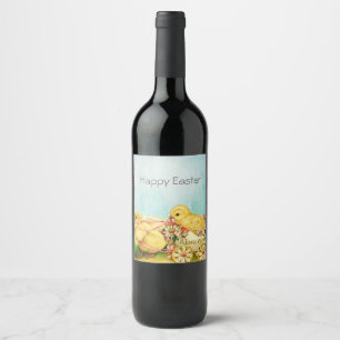 Etiqueta Para Botella De Vino Chicas de Pascua Retro Vintage