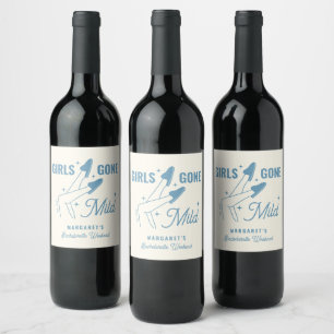 Etiqueta Para Botella De Vino Chicas Gone Mild Blue Trendy Spa Bachelorette