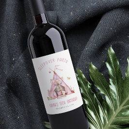 Etiqueta Para Botella De Vino Chicas rosados Tienden a Sleepover Fiesta de Cumpl