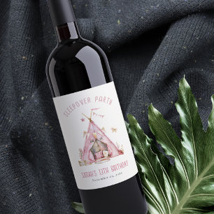 Etiqueta Para Botella De Vino Chicas rosados Tienden a Sleepover Fiesta de Cumpl
