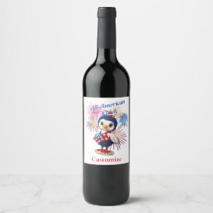 Etiqueta Para Botella De Vino Chick Thunder_Cove, todo estadounidense
