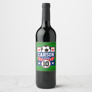 Etiqueta Para Botella De Vino Chicos de fútbol Cumpleaños en campo de fútbol 