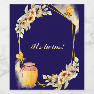 Etiqueta Para Botella De Vino Chimeneas de Gemelas y Dulce Baby Shower