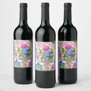 Etiqueta Para Botella De Vino Chinoiserie Bams Cracks y Snacks Mahjong personali
