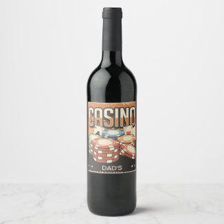 Etiqueta Para Botella De Vino Chips de Póquer del Casino del Día del Padre